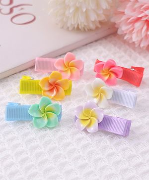 Babyhug Hair Pins And Clips With Floral Applique Free Size - Mulitcolor