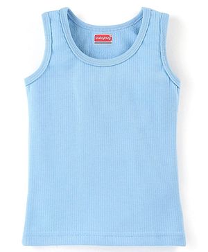 Babyhug Sleeveless Solid Colour Pull Over Thermal Vest - Blue