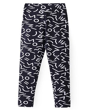 Pine Kids Knit Cotton Elastane Ankle Length Leggings Abstract Print with Stretch - Black & White