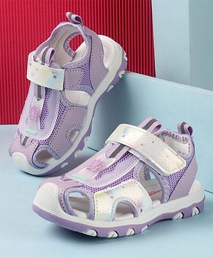 Cute Walk by Babyhug Sandals Velcro Closure with Butterfly Applique - Purple