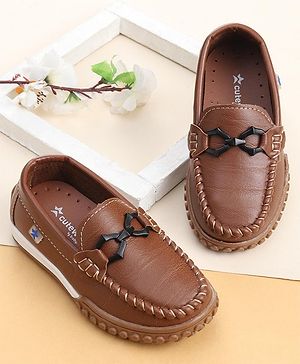Cute Walk by Babyhug Slip On Loafers with Bow Detailing - Brown