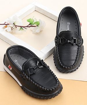 Cute Walk by Babyhug Slip On Loafers with Bow Detailing - Black