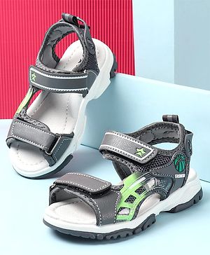 Cute Walk by Babyhug Sandals with Velcro Closure & Basket Ball Applique - Grey