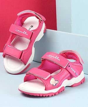 Cute Walk by Babyhug Sandals with Velcro Closure & Butterfly Applique - Fuchsia