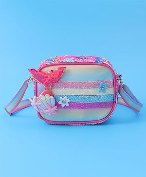 Babyhug Sling Bag with Starfish Applique & Sequin Detailing - Pink