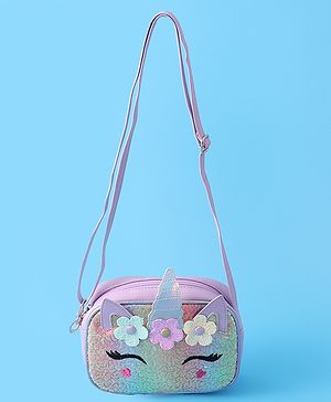 Babyhug Sling Bag With Floral Applique Free Size - Purple