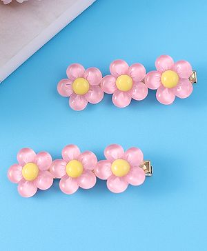 Pine Kids Floral Applique Hair Pins And Clips - Fuchsia