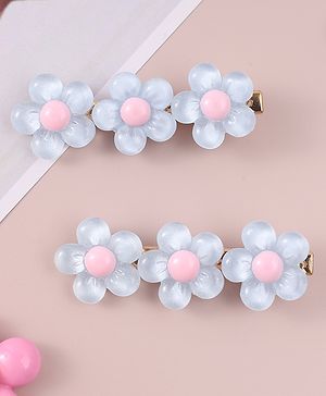 Pine Kids Floral Applique Hair Pins And Clips - Blue