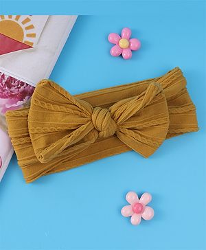 Babyhug Free Size Headband with Bow Applique - Yellow