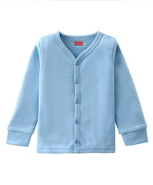 Babyhug Front Open Full Sleeves Solid Thermal Vest - Blue