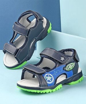 Cute Walk by Babyhug Double Velcro Closure Star Printed Sandals - Blue