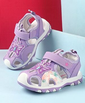 Cute Walk by Babyhug Butterfly Applique Velcro Closure Sandals - Purple