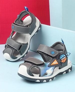 Cute Walk by Babyhug Double Velcro Closure Camo Printed Sandals - Grey