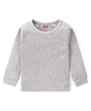 Babyhug Pull Over Full Sleeve Solid Color Thermal Vest - Light Grey