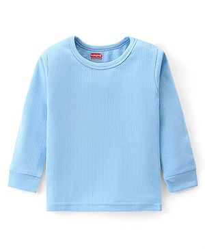 Babyhug Full Sleeves Pull Over Solid Color Thermal Vest - Blue