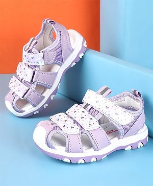 Cute Walk by Babyhug Sandals Velcro Closure with Heart Print - Purple