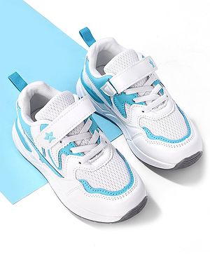 Cute Walk by Babyhug Velcro Closure Sneakers - White & Blue