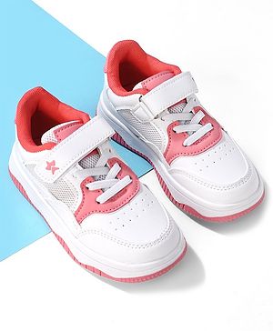 Cute Walk by Babyhug Velcro Closure Sneakers - White & Pink