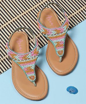 Aria+Nica Beads Embellished Sandals - Multi Colour