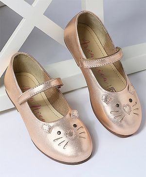 Aria+Nica Shimmer Embellished Party Wear Ballerinas - Peach