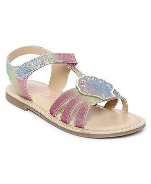 Aria+Nica Shimmered Velcro Closure Sandals - Multi Colour