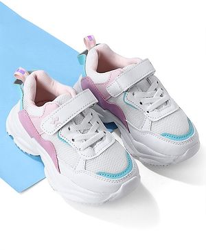 Cute Walk by Babyhug Velcro Closure Sneakers - White & Pink