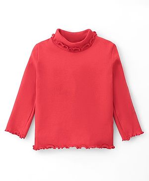 Babyhug Cotton Knit Full Sleeves Solid Colour Skivi T-Shirt- Red