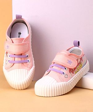 Cute Walk by Babyhug Casual Shoes with Velcro Closure Text Design - Pink