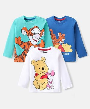 Babyhug Disney Cotton Knit Full Sleeves T-Shirt With Winnie The Pooh Graphics Pack Of 3 - Multicolor