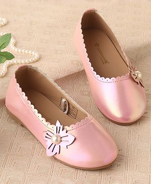 Cute Walk by Babyhug Slip On Ballerina With Pearl Applique -Pink