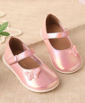 Cute Walk by Babyhug Ballerinas With Velcro Closure & Butterfly Applique - Pink