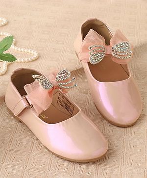Cute Walk by Babyhug Ballerinas with Velcro Closure & Bow Applique - Light Pink