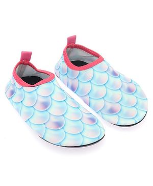 Cute Walk by Babyhug Slip On Water Shoes Scales Print - Blue