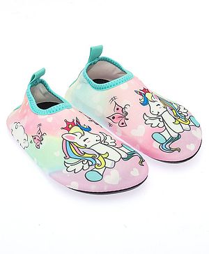 Cute Walk by Babyhug Slip On Water Shoes Unicorn Print - Pink