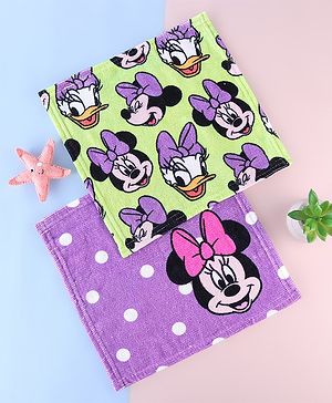 Babyhug Disney Terry Cotton Face Towel  Minnie Mouse Digital Print Pack of 2 - Multicolor