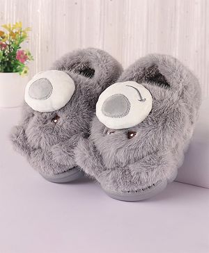 Oh! Pair Slip On Winter Shoes Teddy Design - Grey