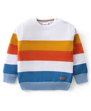 Babyhug Knitted Full Sleeves Pullover Striped Light Weight  Sweater - Multicolour