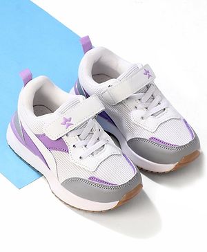 Cute Walk by Babyhug Slip On Sneakers with Velcro Closure - White & Purple