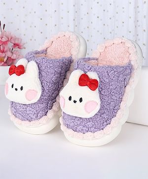 Oh! Pair Slip On Winter Shoes with Kitty Applique - Purple