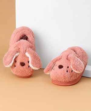 Oh! Pair Slip On Winter Shoes with Bunny Ears Applique - Red