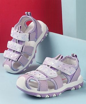 Cute Walk by Babyhug Slip On Hearts Printed Sandals with Velcro Closure - Purple