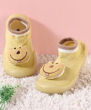Cute Walk by Babyhug Slip On Sock Shoes - Yellow