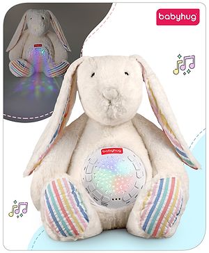 Babyhug Bunny Music Projector Soft Toy White - Height 34 cm