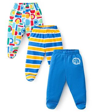 Babyhug Interlock Knit Bootie Leggings with Striped & Abstract Print Pack of 3 - Multicolour
