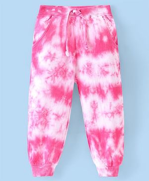 Babyhug Cotton Terry Full Length Printed Lounge Pant  - Pink