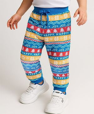 Babyhug Cotton Terry Full Length  Lounge Pant with Floral &  Text Print - Multicolor