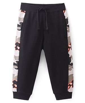 Babyhug Cotton Terry Knit Full Length Lounge Pant with Camouflage Theme Print - Black