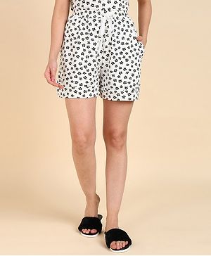 Zelena  Cotton Floral Printed  Maternity Shorts With Pockets - Black & White