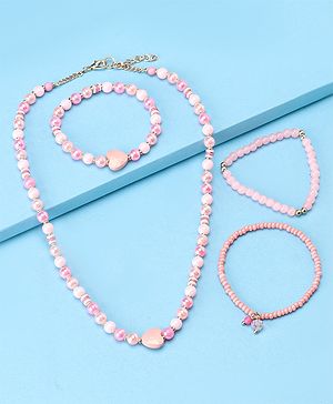 Pine Kids Beads Necklace & Bracelets Sets of 4 - Multicolor