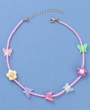 Babyhug Necklace with Butterfly and Flower Applique - Multicolor